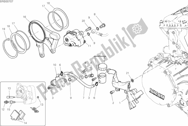 Alle onderdelen voor de Achter Remsysteem van de Ducati Superbike Panigale V2 Thailand 955 2020